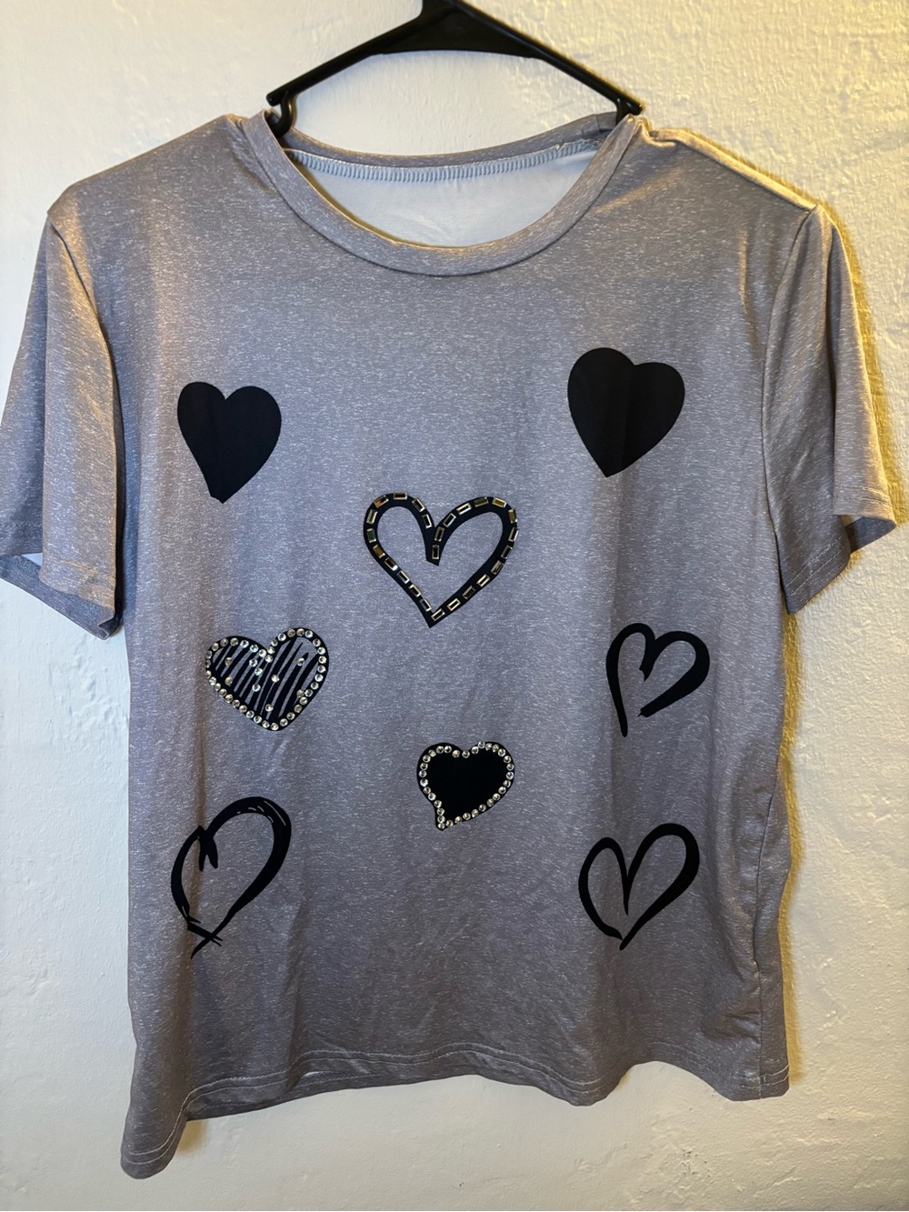 Girls' Gray Heart Graphic Tee - Brand Unknown